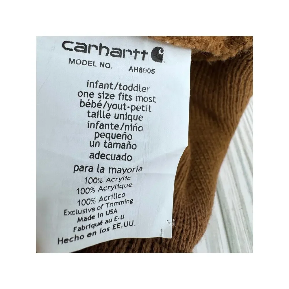 Carhartt beanie hat infant toddler cuffed rib knit brown AH8905 one size